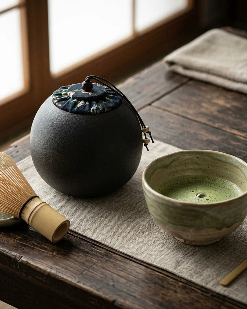 Netsume Takeshi Matcha Storage Jar lifestyle photo