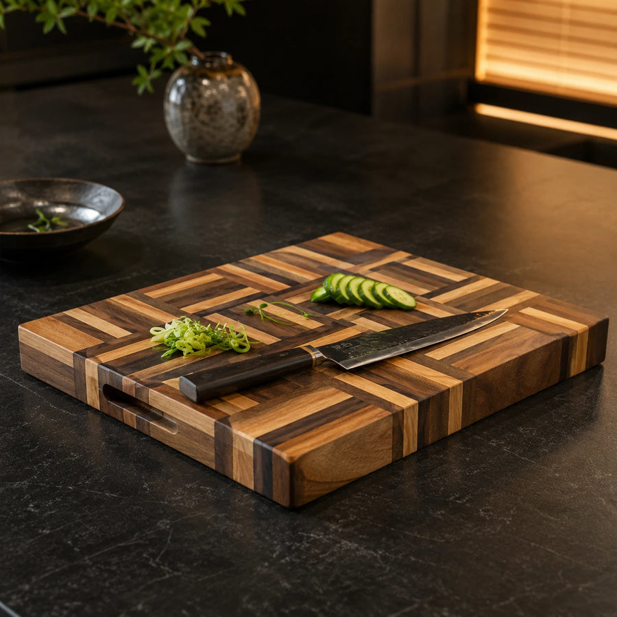 Premium End Grain Wooden Chopping Board – 35.5 x 28 x 4 cm Heavy-Duty Cutting Board product photo 2