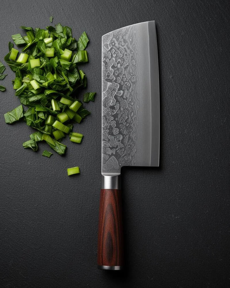 Damascus Print Series Nakiri Knife 18cm lifestyle photo