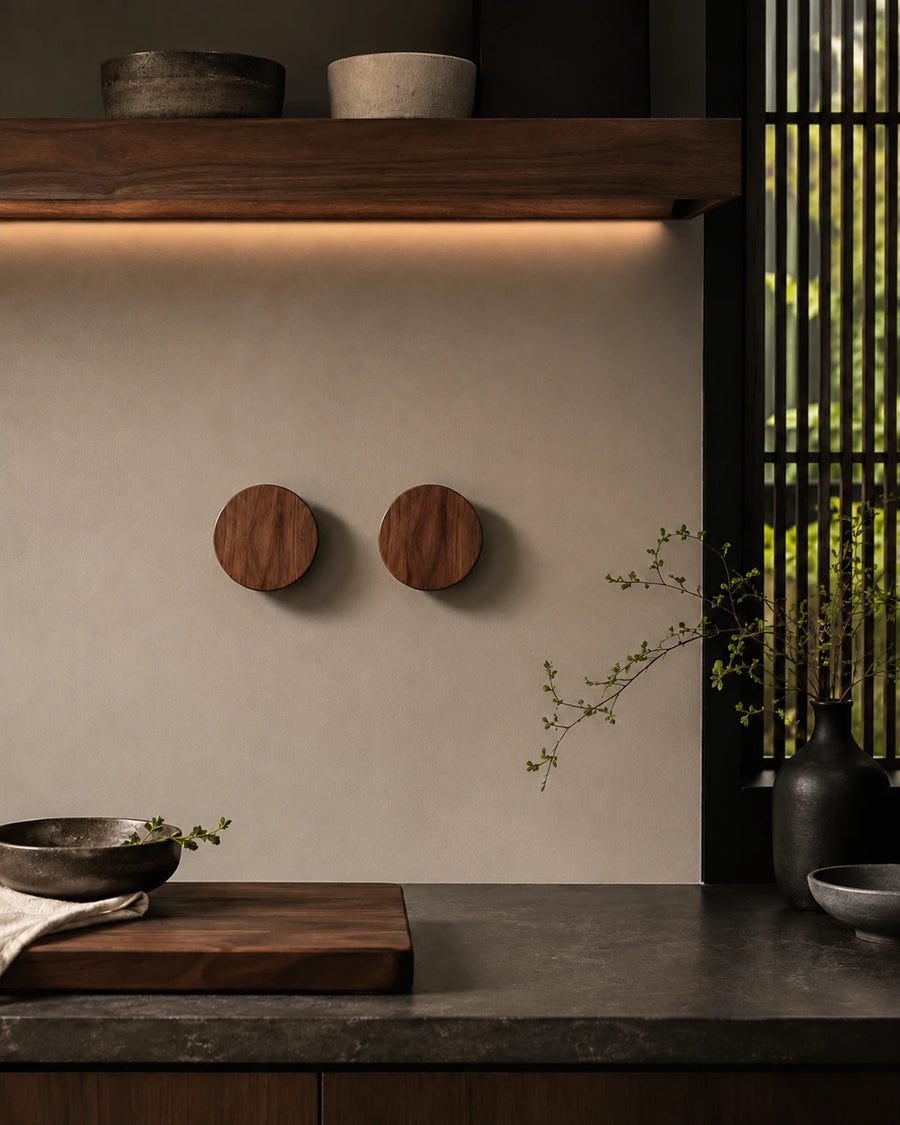 Round Wooden Magnetic Knife Holder – Wall Mounted Knife Storage