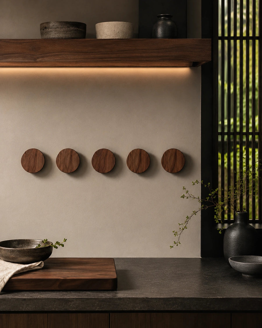 Round Wooden Magnetic Knife Holder – Wall Mounted Knife Storage