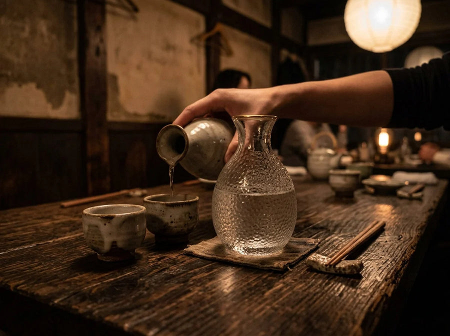 Sake Bottle, Cup or Warmer/Cooler Azumabashi ( 2 colors) lifestyle photo
