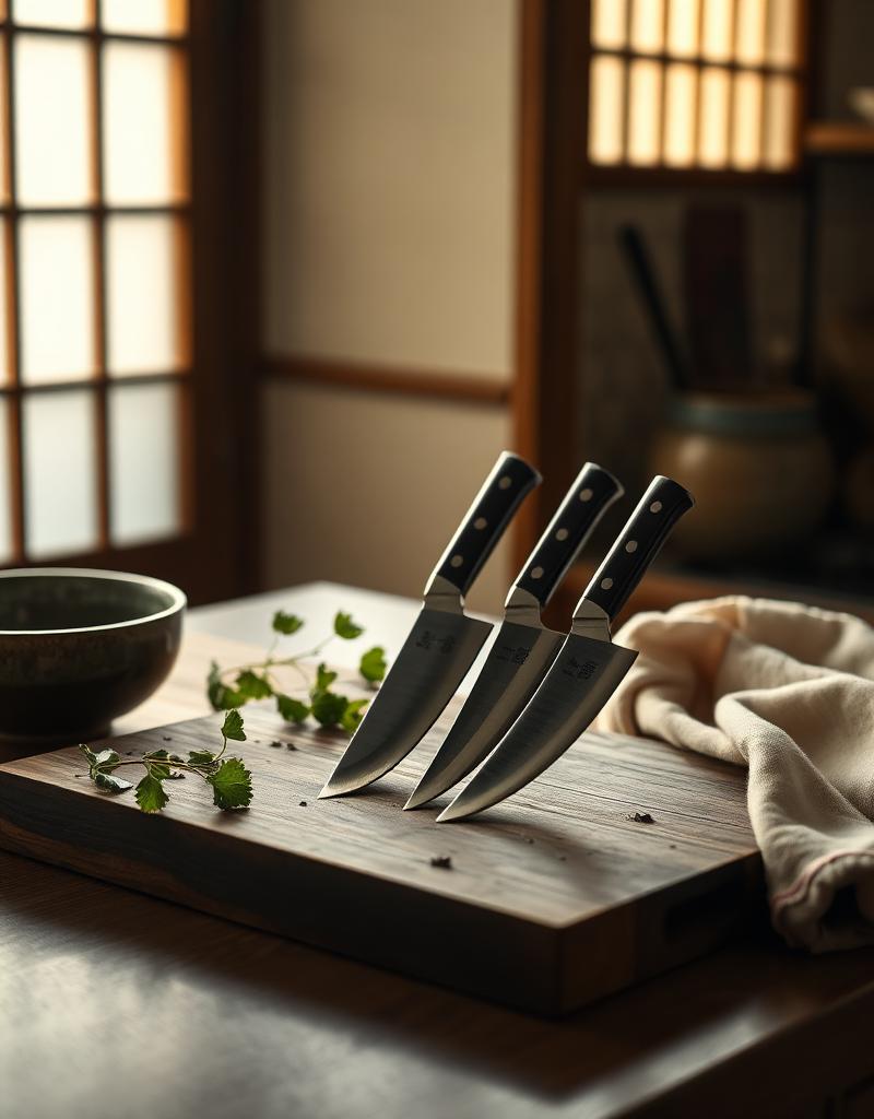 Japanese Damascus Knife Set "Hiroo" — 5-Piece Chef Knife Gift Set lifestyle photo