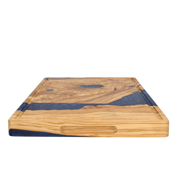 Olive Wood Cutting Board 40cm | Sapphire Epoxy Chopping & Serving Board
