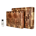 Acacia End Grain Cutting Board Bundle | Large + Compact Board + Oil Set