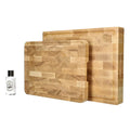 Ash Wood End Grain Cutting Board Bundle | Large + Compact Board + Oil Set