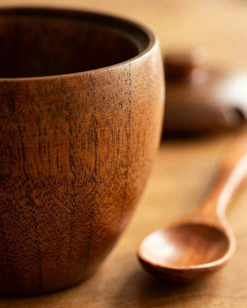 Aki Harbor Spice Pot with Spoon – Wood detail photo