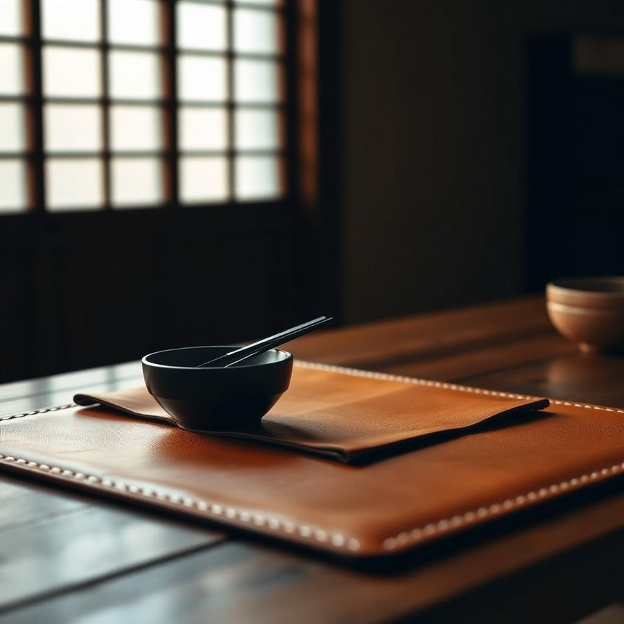 Suzume Leather Table Mat lifestyle photo