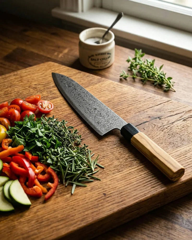 Takumi Kaza Damascus Chef Knife 20 cm lifestyle photo