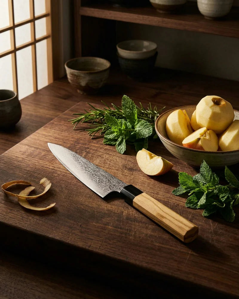 Takumi Kaza Damascus Office Knife 13 cm lifestyle photo