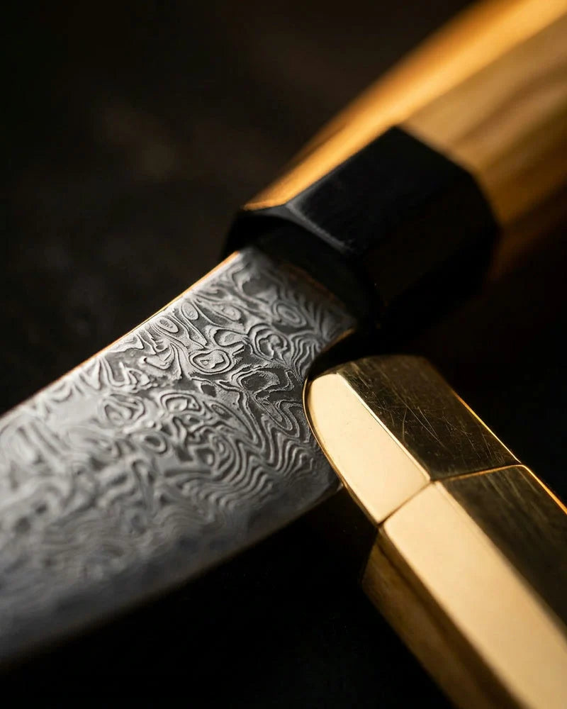 Takumi Kaza Damascus Office Knife 13 cm detail photo