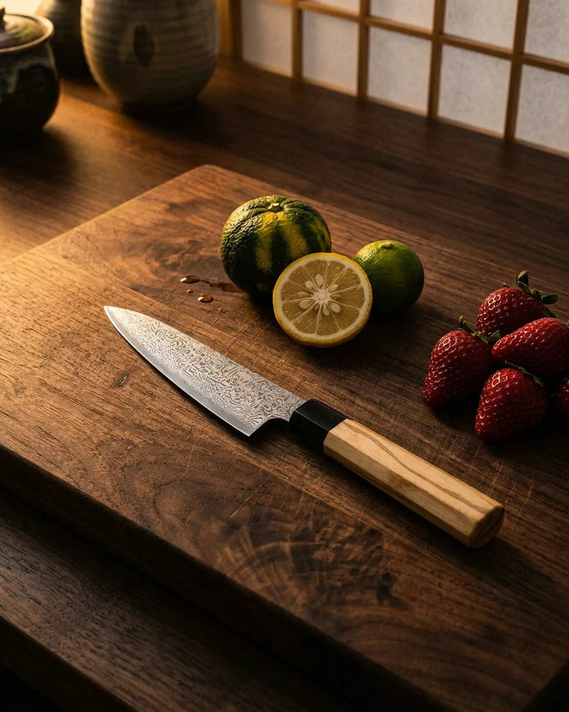 Takumi Kaza Damascus Paring Knife 9 cm lifestyle photo