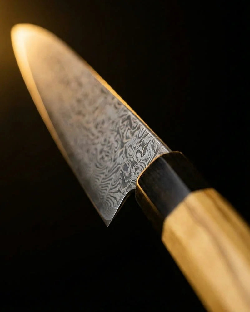 Takumi Kaza Damascus Paring Knife 9 cm detail photo