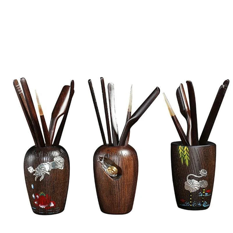 Wakkanai Ebony Wood Tea Set product photo