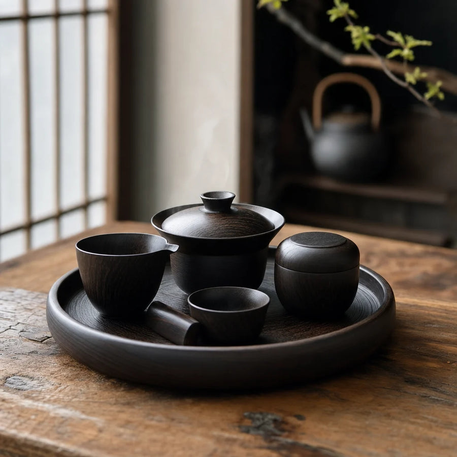 Wakkanai Ebony Wood Tea Set product image