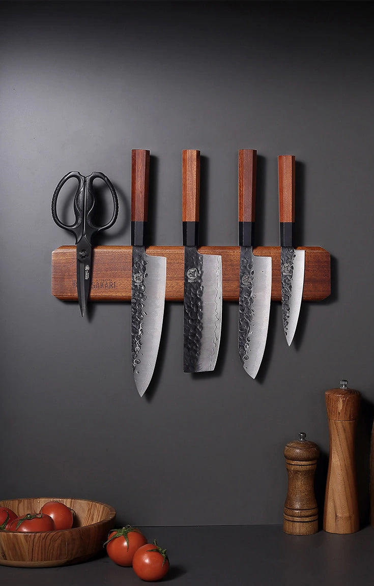 Wall-Mounted Acacia Magnetic Knife Holder  Wooden Knife Rack alternate view