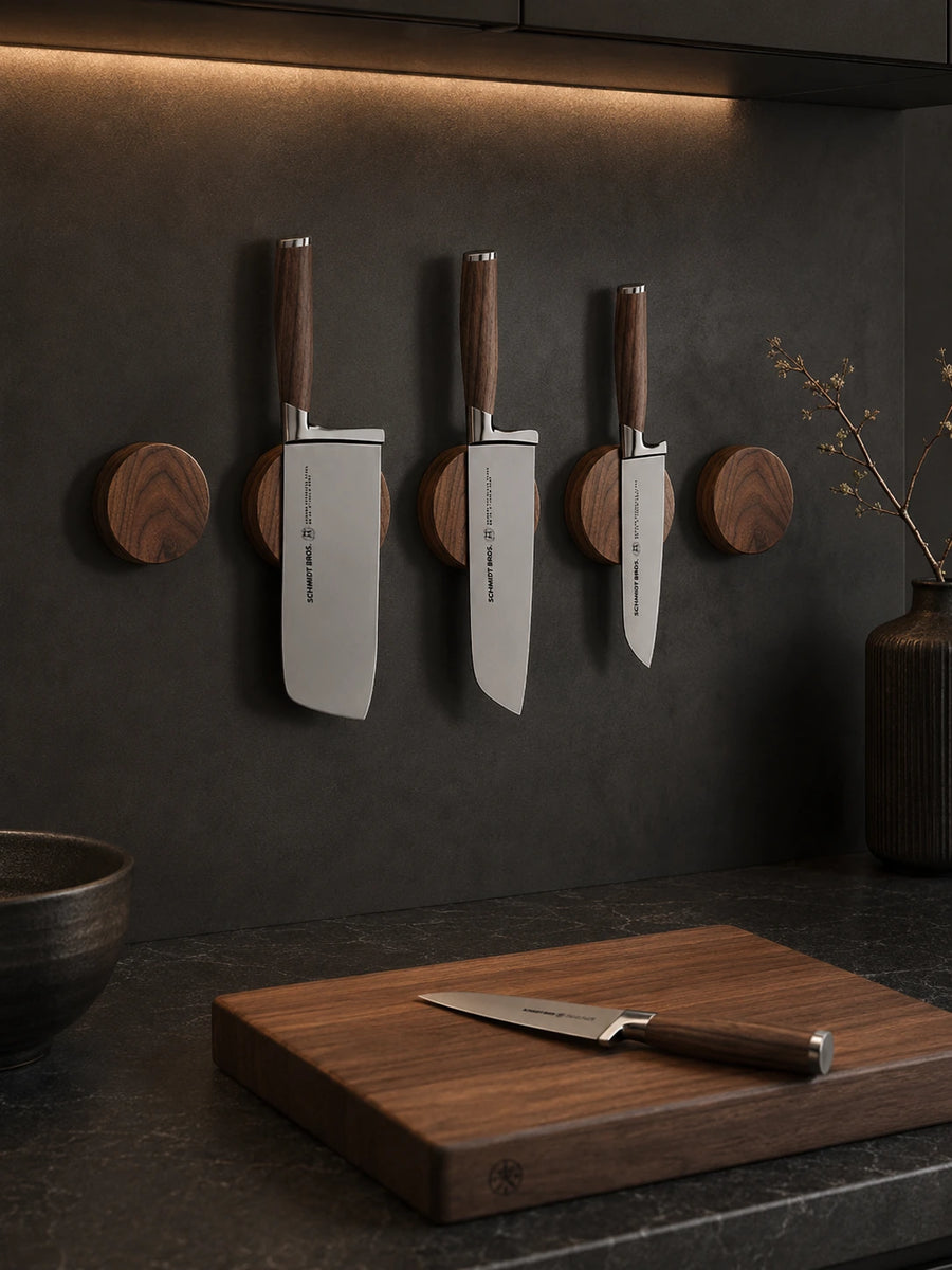 Round Wooden Magnetic Knife Holder – Wall Mounted Knife Storage